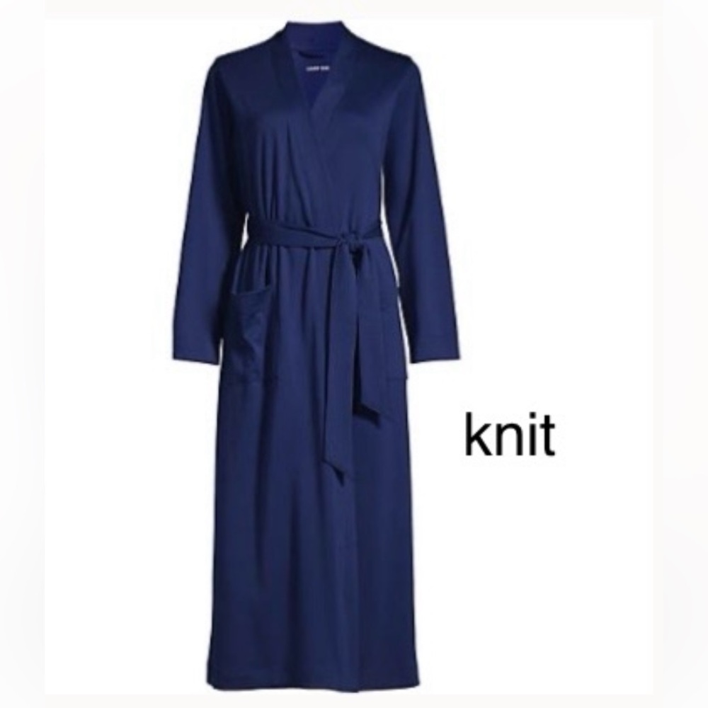 LANDSEND Wms Petite Small Supima Cotton Robe 100% Cotton, Belted With Pockets